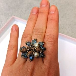 Sparkly crystals handmade ornamental ring